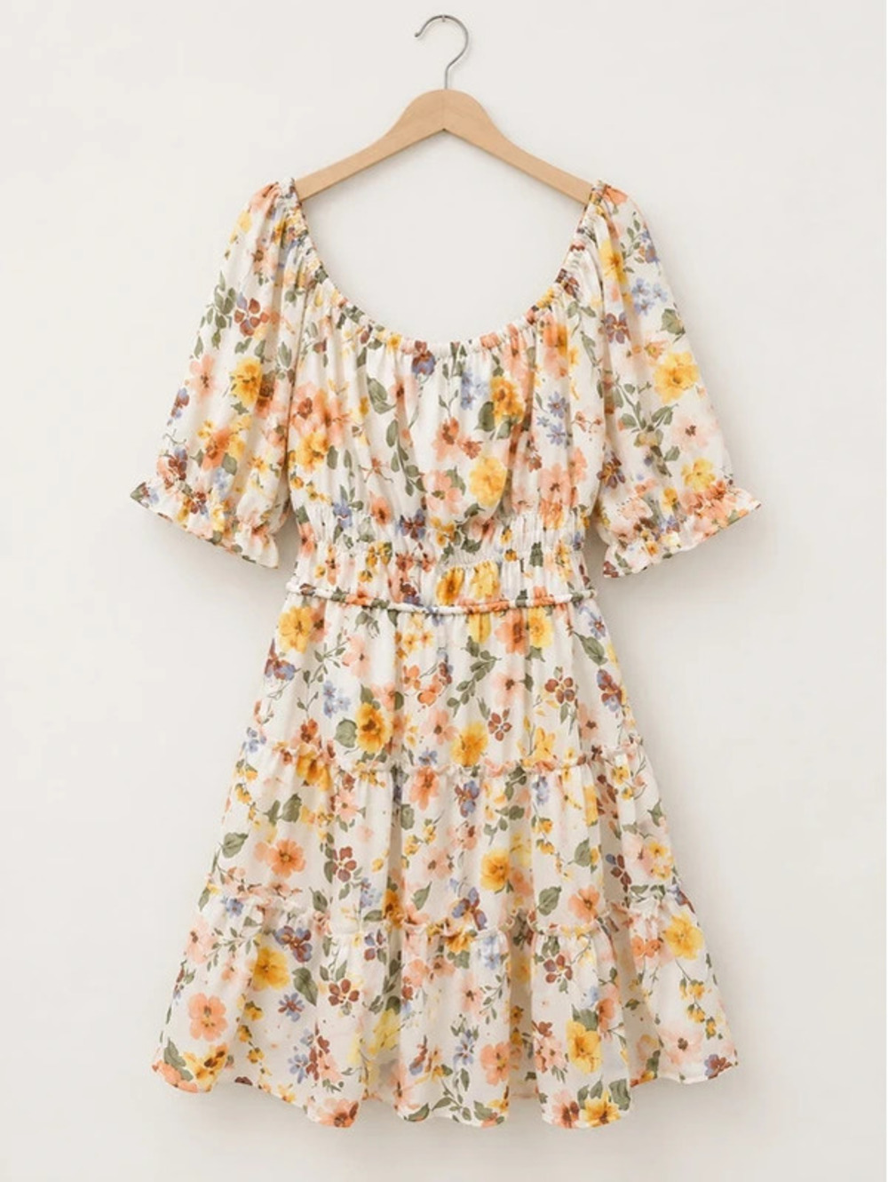 Trixxy Ivory Floral Tiered Long-Sleeve Dress XL
